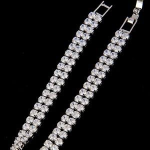 Silver Clear Double Rhinestone Bracelet